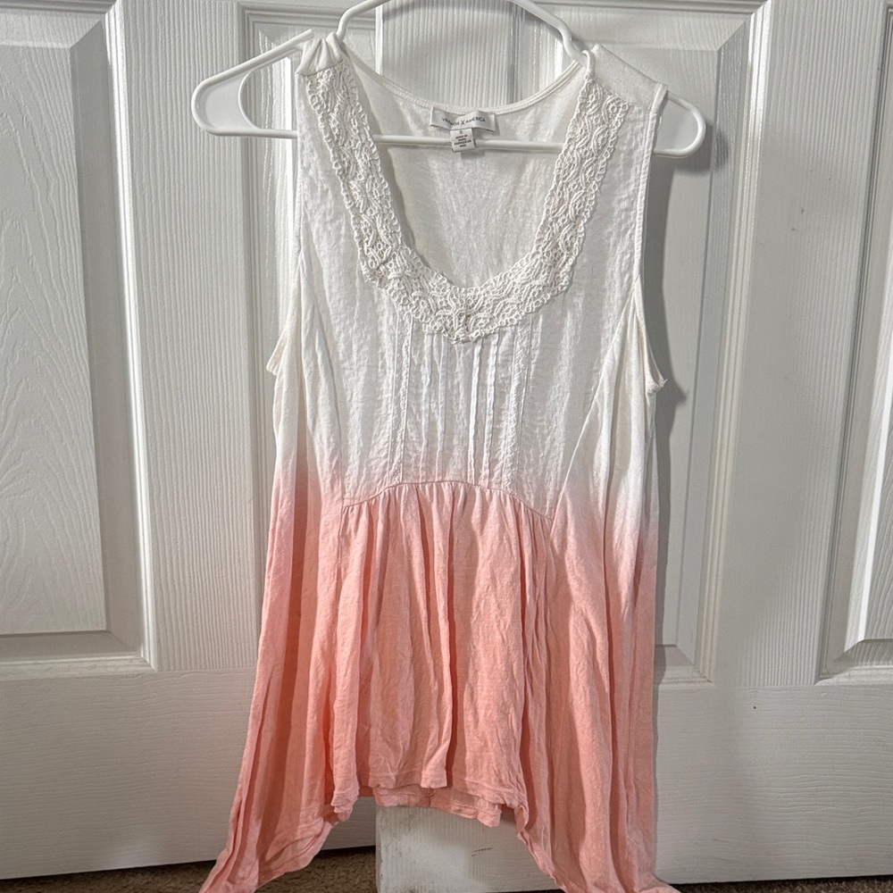 Vintage America White and Pink Ombre Sleeveless Blouse